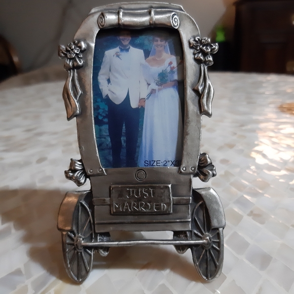 WAS $25! Pewter Picture Frame Just Married - Picture 4 of 8